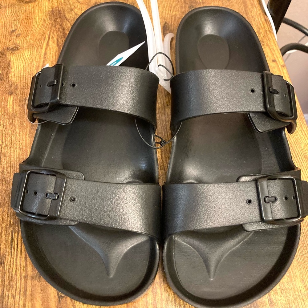 Women's Neida EVA Two Band Footbed Slide Sandals - Shade & Shore™ Black Size 8 - Picture 2 of 6